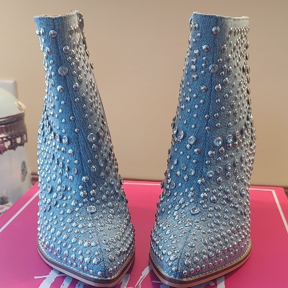 Sparkling Denim Ankle Booties